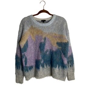 J.Crew Collection Mohair Merino Wool Abstract Landscape Sweater S Quiet Luxury